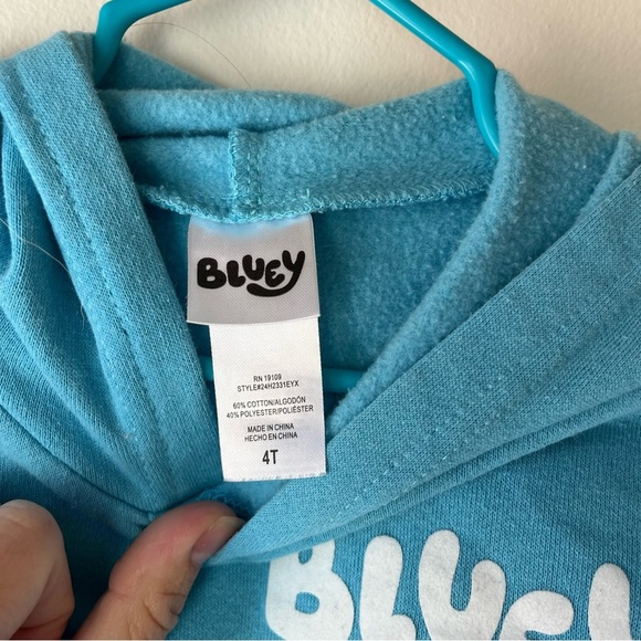 Bluey Kids Hoodie Sweatshirt 4T Blue Cartoon Pockets Heeler Characters Girls Boy - Picture 5 of 12